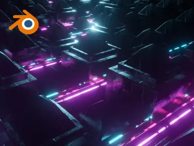 FREE Geometry node Blender 3D neon animation scene Free 3D model