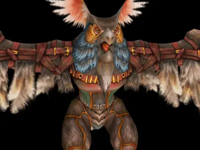 fantasy owl flying Low-poly 3D model