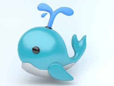 whale icon Low-poly 3D model