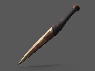 Bone Fang Dagger Free Stylized Primitive Dagger 3D Model Free low-poly 3D model