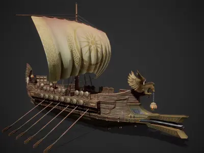 Trireme Low-poly 3D model