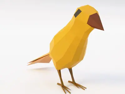 Bird low poly 3d model origami Low-poly 3D model