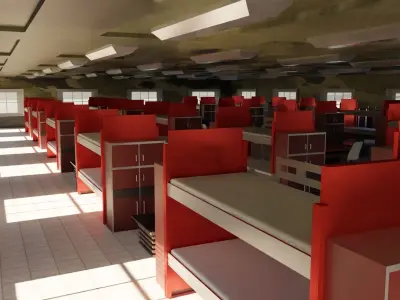 Military Dormitory Low-poly 3D model