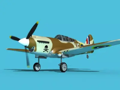 Curtiss P-40B Tomahawk V05 RAF 3D model