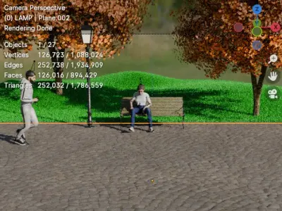 Park and bench 3D model