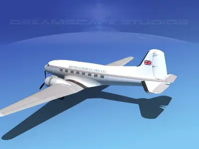 Douglas DC-3 British European 3D model