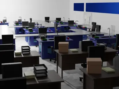 Laboratory Interior Low-poly 3D model 2