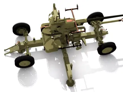 Bofors 40 mm AA Gun Low-poly 3D model