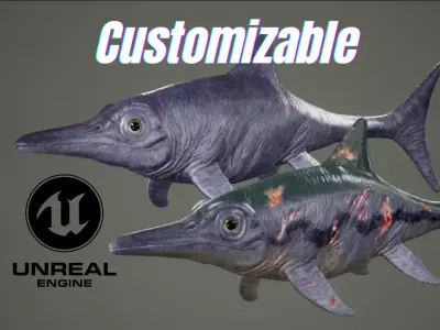 Ichthyosaurus Customizable Low-poly 3D model