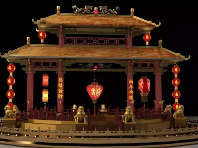 Chinese ancient gate 3D model