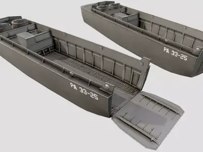 LCVP Landing Craft PBR Low-poly 3D model