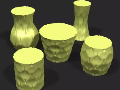 Cups and vases - wrinkled surface Free 3D print model