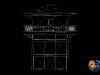 Lowpoly Guard Tower 3D Model Low-poly 3D model