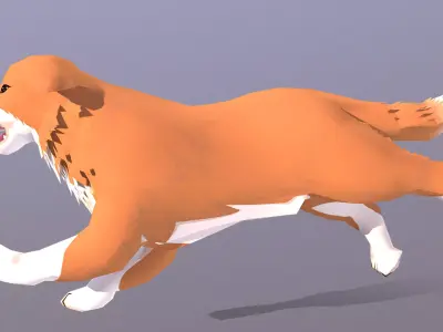 Dog Running Cycle Chubby Orange DOg 3D model