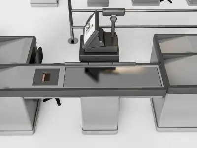 Supermarket Shop Store Elements checkout 1 3D model