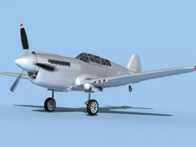 Curtiss P-40N Warhawk Bare Metal 3D model