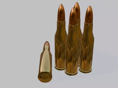 7 62x51mm NATO Bullet  Game Ready PBR  FBX OBJ Blend Low-poly 3D model