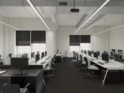 Computer Laboratory Classroom Interior Scene 3D model