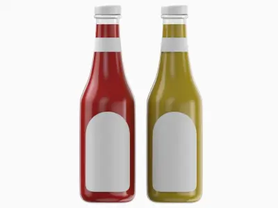 Ketchup And Mustard Condiments 3D model