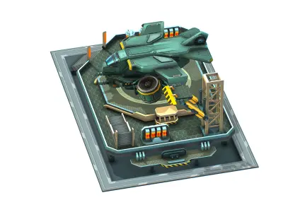 isometrical helicopter parking Low-poly 3D model