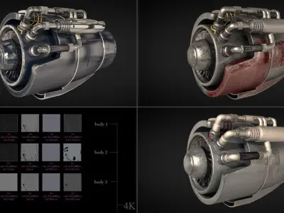 jet engine Low-poly 3D model