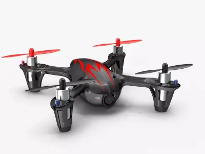 Hubsan X4 H107C BlackRed Low-poly 3D model