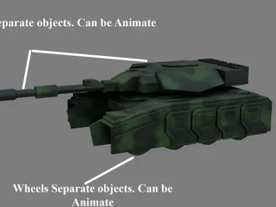 Sci-Fi Military Tank - Low Poly - Game Ready - PBR Low-poly 3D model