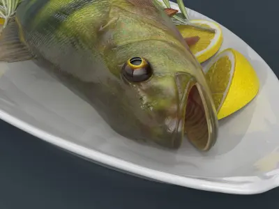 Ceramic Serving Dish with Fish 3D model