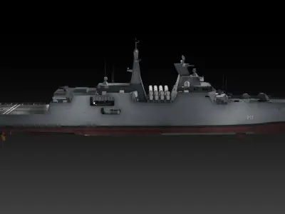 Algerian navy frigate El-Moudamir Low-poly 3D model