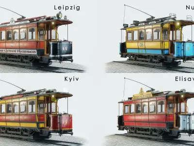 Herbrand VN 125 Historic Tram Modular Low-poly 3D model