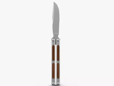 Balisong Butterfly Knife Wooden Handle Low-poly 3D model