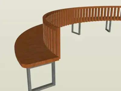 Semicircular bench Free low-poly 3D model