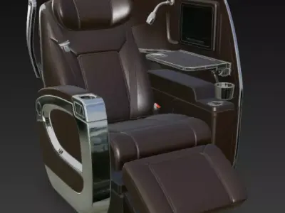 Luxury First Class Airplane Seat Fully Reclining Business Chair 3D model