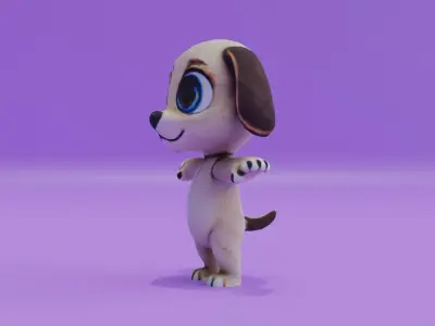 Cute Puppy Character T-Pose dog Free low-poly 3D model