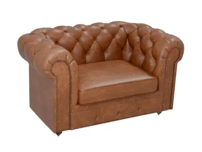 Tuffed Leather Sofa 3D Model Free low-poly 3D model
