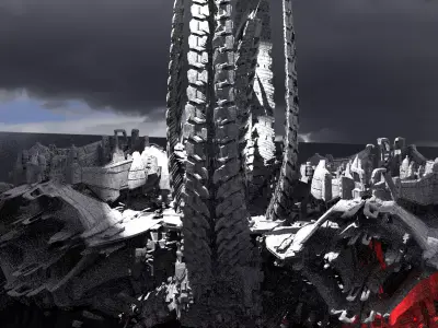 Alien Spine Tower 4 versions 3D model