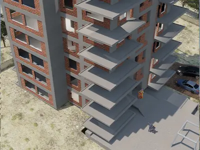 CONCRETE APARTMENT RESIDENTIAL Free 3D model
