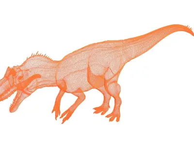 Allosaurus orange and tyrannosaurus dinosaur 3D model