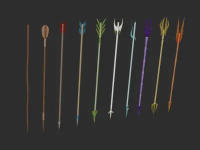 10 Bow Arrows Asset - Pack Collection Low-poly 3D model