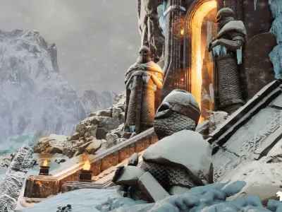 Frozen Norse Environment Low-poly 3D model