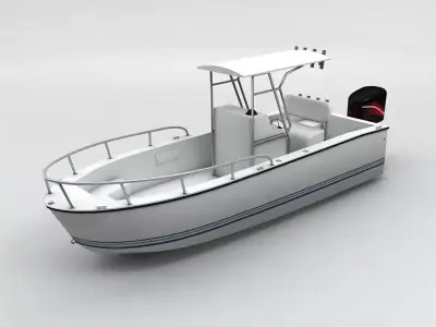 Fishing Motor Boat Boston Whaler 2 Low-poly 3D model