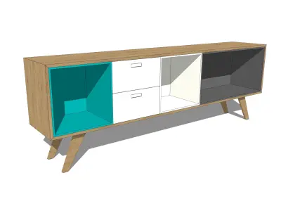 RTV - cabinet - wood - colorful - furniture set - Artrzcinski Low-poly 3D model
