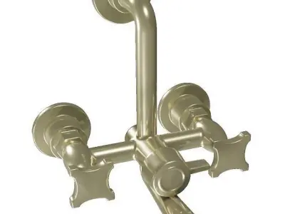 Brass Shower Tap Low-poly 3D model