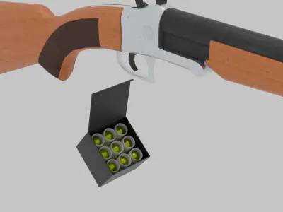 Break-Action Shotgun with Ammo Box - High-Quality 3D Model 3D model