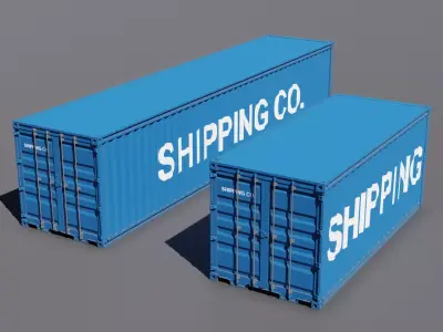 Standard shipping containers 40 feet and 20 feet 3D model
