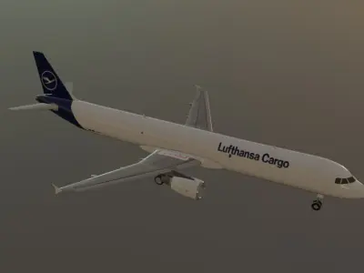 Lufthansa Cargo airbus a321-211 p2f low poly Low-poly 3D model
