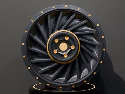 Black car sports wheel rim 3D model