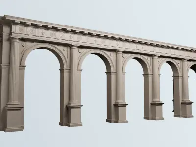 Arch Doric Mutulary column with pedestal on Vignola 3D model