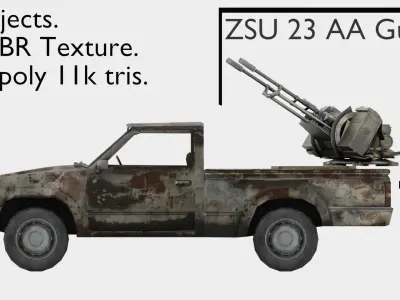 pick up gun truck Low-poly 3D model