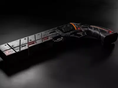 Sci Fi revolver Low-poly 3D model